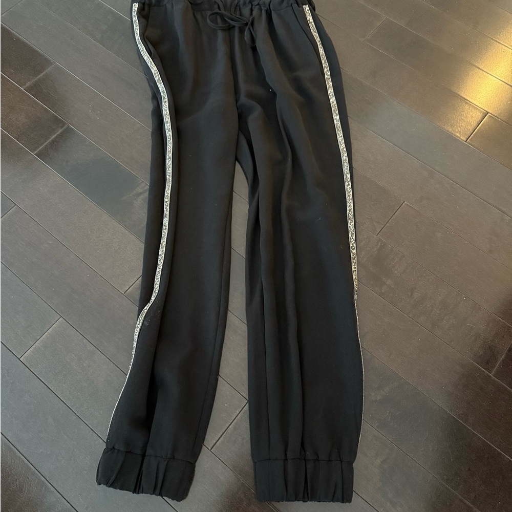Zara Black Pants with Silver Trim